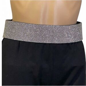 YIK Fung Stretchy Crystal Belt Black with silver Crystals